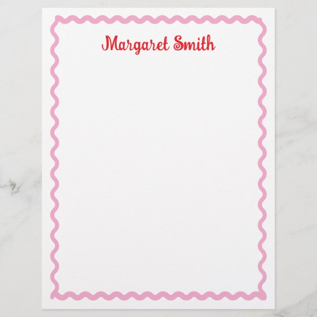 Personalized Monogram Notepads with Scallop Border Letterhead (Front)