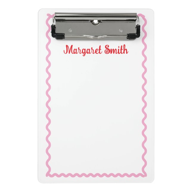 Personalized Monogram Notepads with Scallop Border Mini Clipboard (Front)