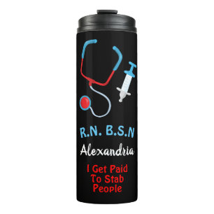Personalized Monogram Nurse Art Design Funny Text Thermal Tumbler