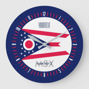Personalized Monogram Ohio State Flag on a Large Clock