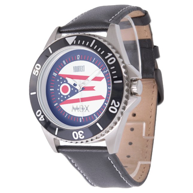 Personalized Monogram Ohio State Flag Watch Design (Angled)