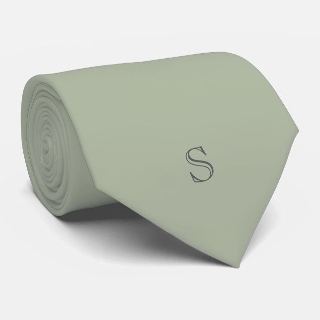 Personalized Monogram Olive Green Black Tie (Rolled)