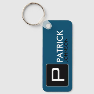 Personalized Monogram on Blue (editable colour) Keychain