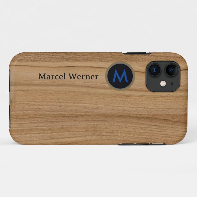 Personalized Monogram on Fake Wood Case-Mate iPhone Case (Back (Horizontal))