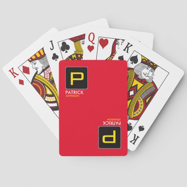 Personalized Monogram on Red  (editable colour)  Playing Cards (Back)