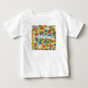 Personalized Monogram or Name Floral Pattern Baby T-Shirt