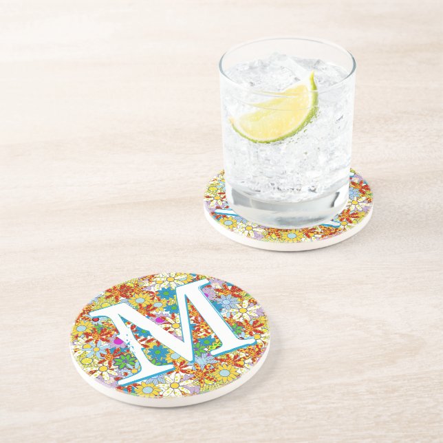 Personalized Monogram or Name Floral Pattern Coaster (Side)