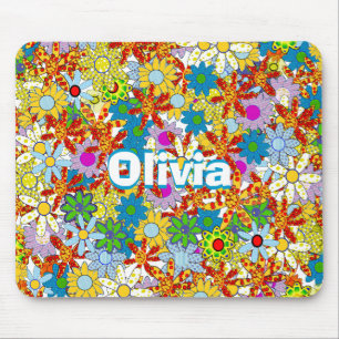 Personalized Monogram or Name Floral Pattern Mouse Pad