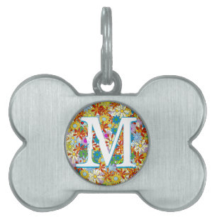 Personalized Monogram or Name Floral Pattern Pet ID Tag