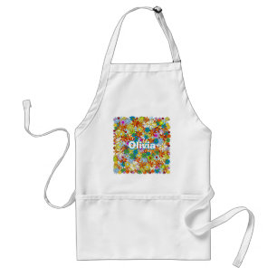 Personalized Monogram or Name Floral Pattern Standard Apron