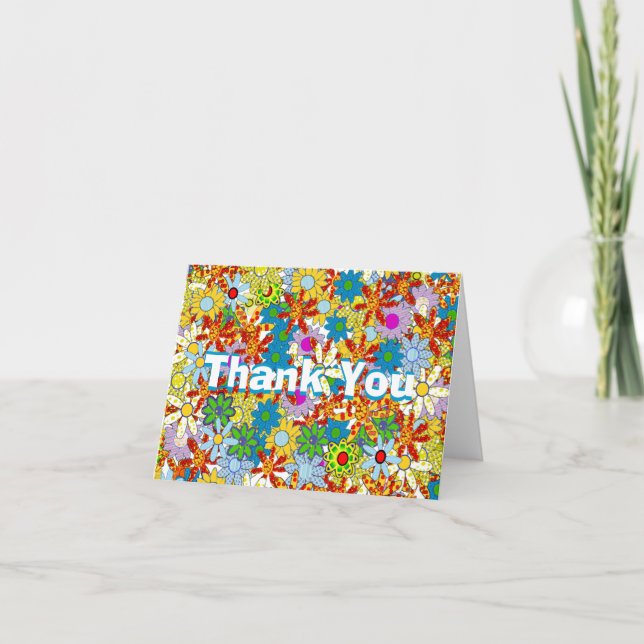 Personalized Monogram or Name Floral Pattern Thank You Card (Front)