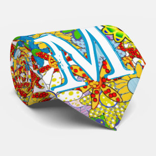 Personalized Monogram or Name Floral Pattern Tie