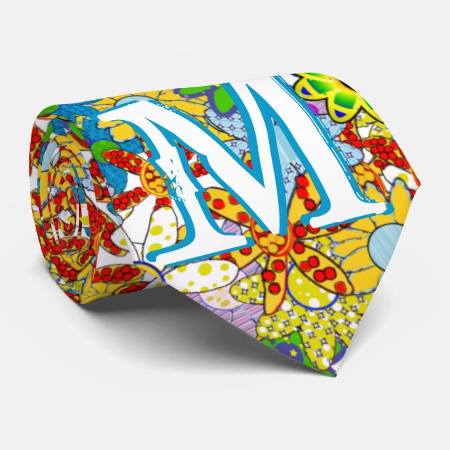 Personalized Monogram or Name Floral Pattern Tie (Rolled)