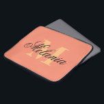 Personalized monogram orange colour laptop sleeve<br><div class="desc">Personalized monogram orange colour laptop sleeve. Elegant typography design with monogrammed initial letter. Custom 15 inch cover. Luxury computer accessories for him or her.</div>