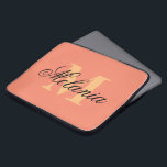 Personalized monogram orange colour laptop sleeve<br><div class="desc">Personalized monogram orange colour laptop sleeve. Elegant typography design with monogrammed initial letter. Custom 15 inch cover. Luxury computer accessories for him or her.</div>