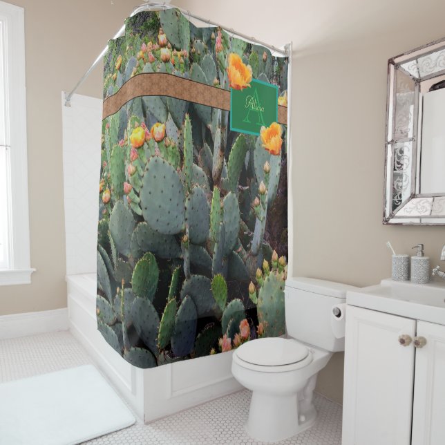 Personalized Monogram Orange Prickly Pear Cactus 2 (In Situ)