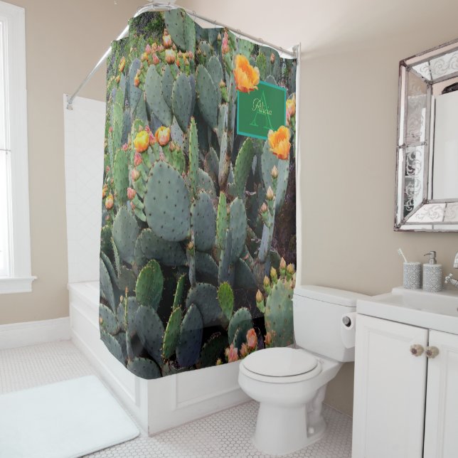 Personalized Monogram Orange Prickly Pear Cactus 2 (In Situ)