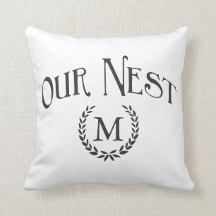 Personalized Monogram Our Nest Pillow Farmhouse