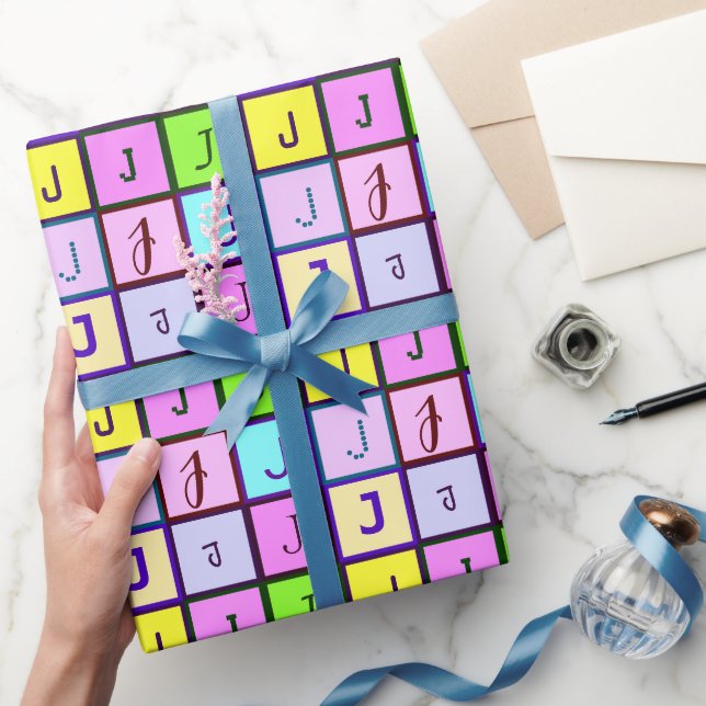 Personalized Monogram Pastel Colours for Birthday Wrapping Paper (Gifting)