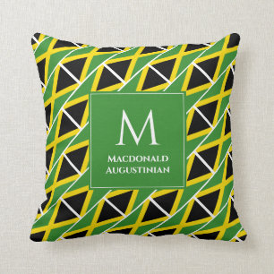 Personalized Monogram Patriotic JAMAICA FLAG Throw Pillow