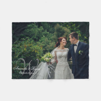 Personalized Monogram Photo Newlywed Keepsake Fleece Blanket