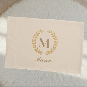 Personalized Monogram Pillow Case - Elegant Beige 