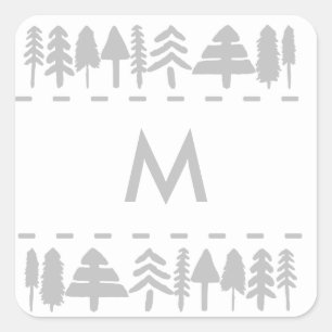 Personalized Monogram Pine Trees Square Stickers