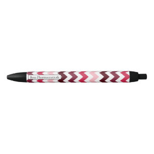 Personalized Monogram Pink Chevron ZigZag Pattern Black Ink Pen