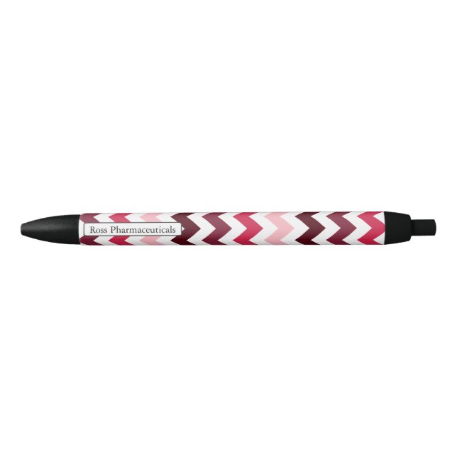 Personalized Monogram Pink Chevron ZigZag Pattern Black Ink Pen (Front)