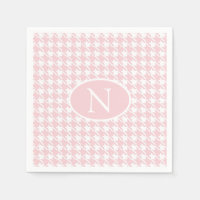 Personalized  Monogram Pink Houndstooth Check