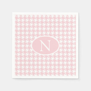 Personalized  Monogram Pink Houndstooth Check Napkin