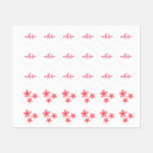 Personalized monogram Pink Sakura blue tartan (Sheet)