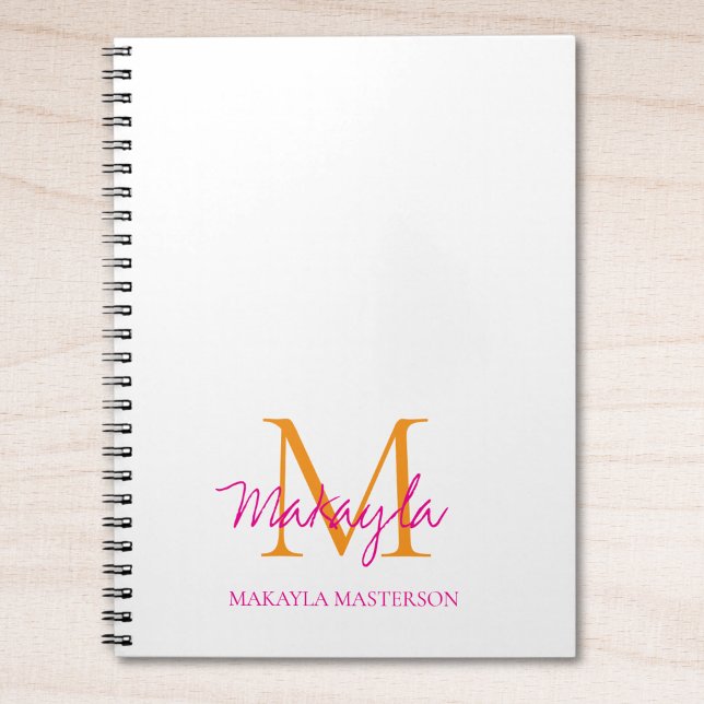 Personalized Monogram Pink Script Name  Notebook (Creator Uploaded)