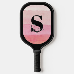 Personalized Monogram Pink Script Name  Pickleball Paddle
