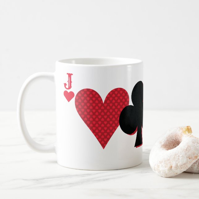 Personalized Monogram Playing Card Bridge & Poker Coffee Mug (With Donut)