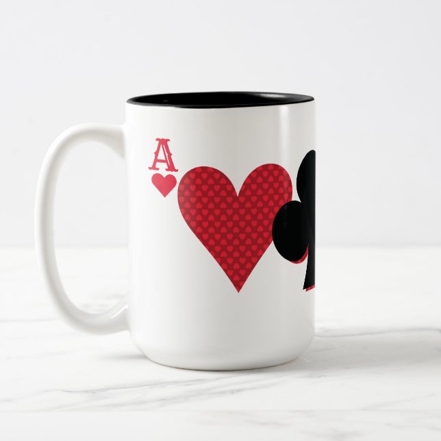 Personalized Monogram Playing Card Bridge & Poker Two-Tone Coffee Mug (Left)