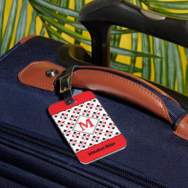 Personalized Monogram Poker Playing Card Suit Luggage Tag (Front Insitu 1)
