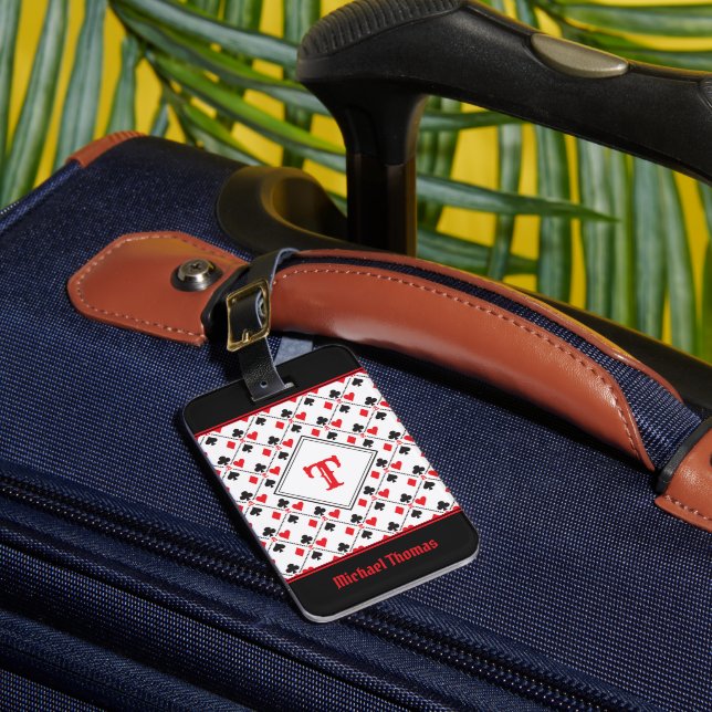 Personalized Monogram Poker Playing Card Suit Luggage Tag (Front Insitu 1)