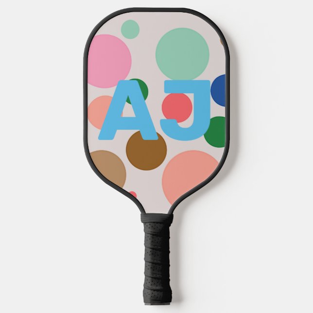 Personalized Monogram Polka Dot Pattern Pickleball Paddle (Front)