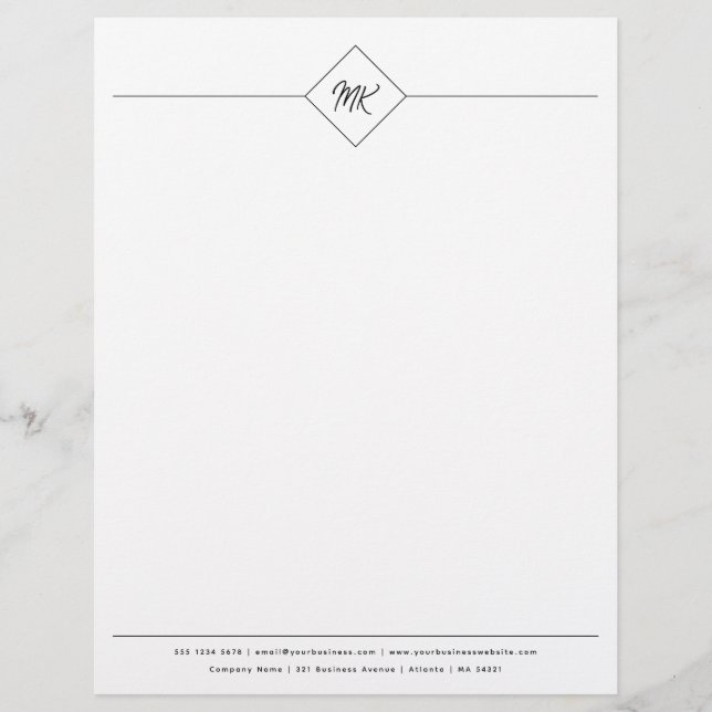 Personalized Monogram Professional Script Letterhead (Front)