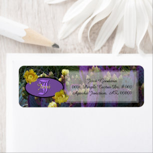Personalized Monogram Purple Cactus Yellow Flowers