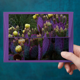 Personalized Monogram Purple Cactus Yellow Flowers Envelope