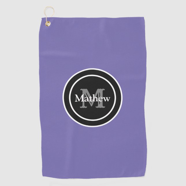 Personalized Monogram Purple Golf Towel (Front)