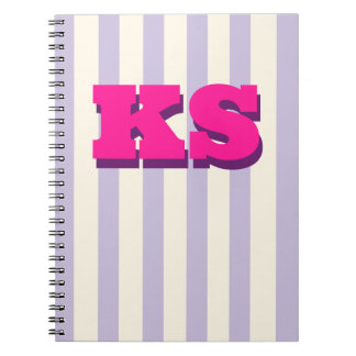 Personalized Monogram Purple Stripe Custom Initial Notebook