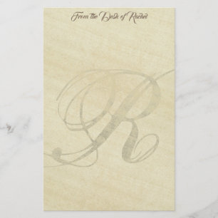 Personalized Monogram R Faux Rice Paper Stationery