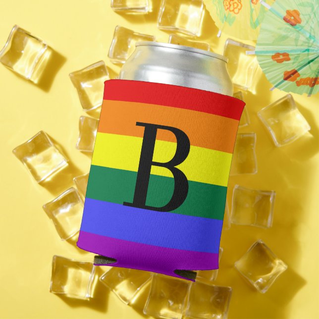 Personalized Monogram Rainbow LGBT Pride Gift  Can Can Cooler (In Situ Summer)