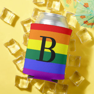 Personalized Monogram Rainbow LGBT Pride Gift  Can Cooler