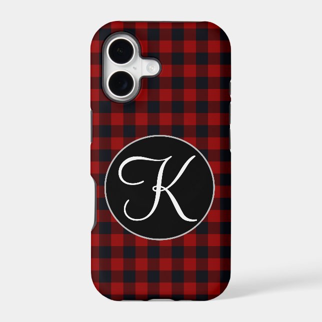 Personalized Monogram Red and Black Buffalo Plaid (Back)
