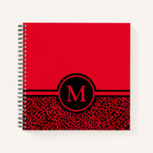 Personalized Monogram Red Leopard Spiral Notebook