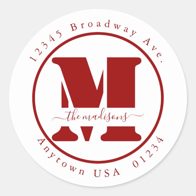 Personalized Monogram Return Address Envelope Seal (Front)